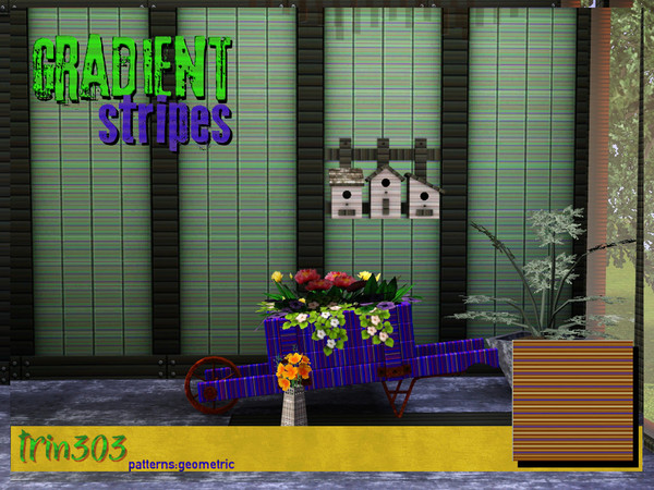 Sims 3 — Gradient Stripe 2 of 5 by trin3032 — Set:Gradient Stripe. Patt: 2 of 5. 3 recolorable channels. A stripe in