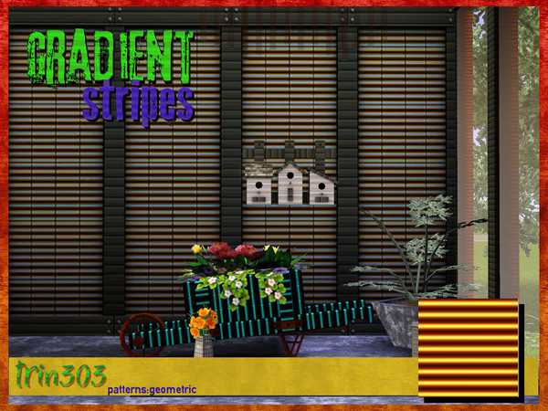 Sims 3 — Gradient Stripe 3 of 5 by trin3032 — Set:Gradient Stripe. Patt: 3 of 5. 3 recolorable channels. A stripe in