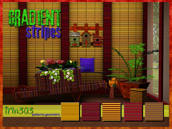 Sims 3 — Gradient Stripe by trin3032 — Set:Gradient Stripe. 5 patterns. 3 recolorable channels. A stripe in gradient