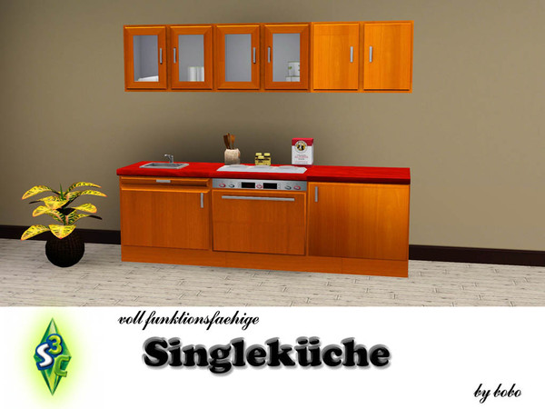 Sims 3 — single kitchen by ruhrpottbobo — This ist the smallest full working kitchen at sims 3 and need only 3 tiles. It