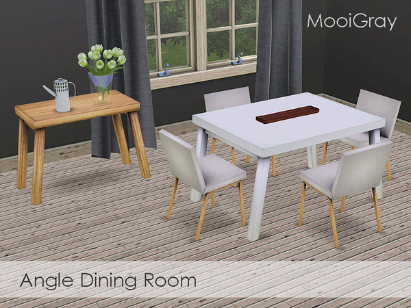 Sims 3 — Angle Dining Set by MooiGray — A modern dining set made extra interesting with angled legs. Simple can still be