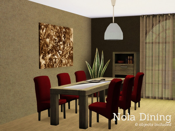 Sims 3 —  Nola Dining by Angela — Nola Diningroom to match the Living. Nice warm wooden style and red accentcolour. Set