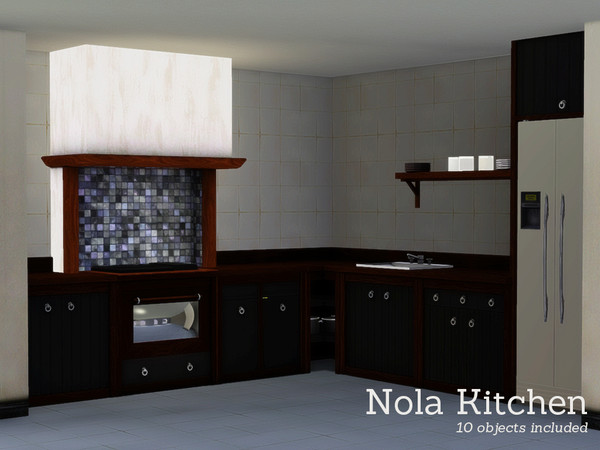 Sims 3 — Nola Kitchen by Angela — Nola Kitchenset. Made by Angela@TSR (2009) Set contains: 2 counters, wallshelf. Sink,