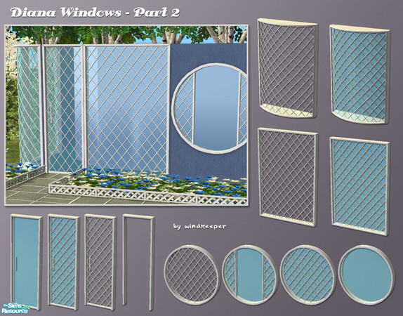 Sims 2 — Diana Windows - Part 2 by Windkeeper — Full wall size modern doors and windows with optional mesh insert, part