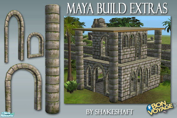 Sims 2 — Maya Build Extras by Shakeshaft — A set of Archways and Arched Windows to match the Maya Pyramid sections also a