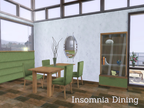 Sims 3 — Insomnia Dining by Angela — Insomnia Dining. Set contains: Table, Chair, Large Oval mirror, Working Bookcase and