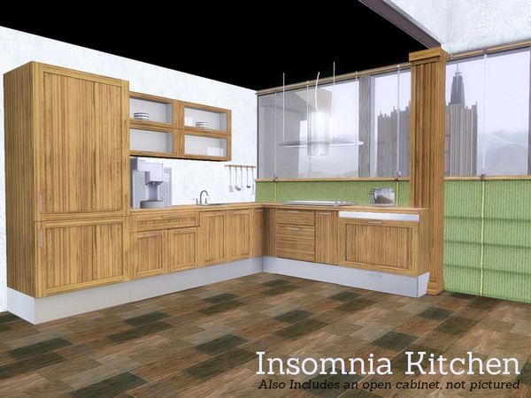 Sims 3 — Insomnia Kitchen by Angela — Insomnia Kitchen. Set contains: 2 counters, Dishwasher, Trashcompactor, Fridge,
