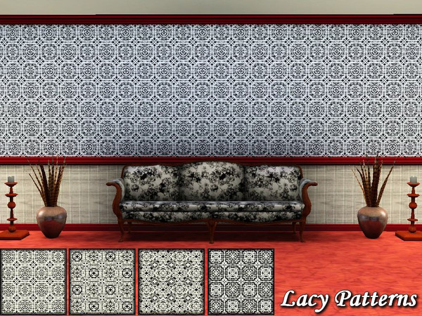 Sims 3 — Lacy Patterns by allison731 — Set with 4 lacy patterns. Textures created with combining Texture Maker and