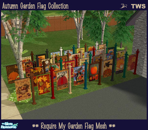 Sims 2 — Autumn Garden Flag Collection by wildstar24 — A set of 30 autumn-themed flags to use with my colonial garden