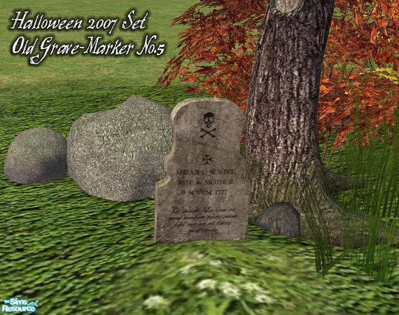 Sims 2 — Halloween 2007 Set - Beos Oldgravestone05 Mesh by BeOSBoxBoy — A typical old grave-marker found in New England