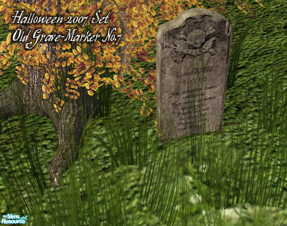 Sims 2 — Halloween 2007 Set - Beos Oldgravestone07 Mesh by BeOSBoxBoy — A typical old grave-marker found in New England