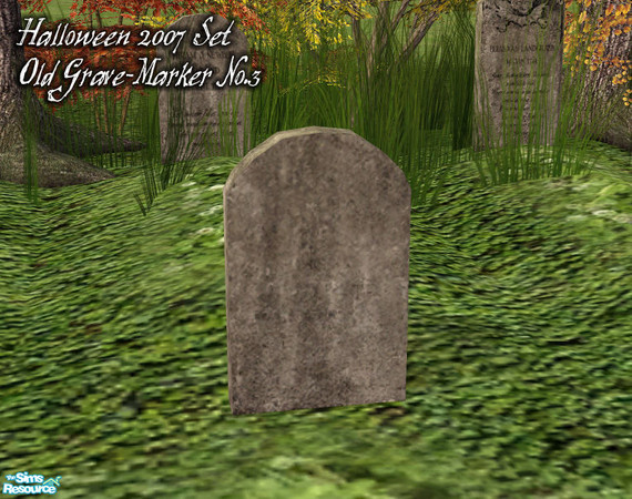 Sims 2 — Halloween 2007 Set - Beos Oldgravestone03 Mesh by BeOSBoxBoy — A typical old grave-marker found in New England
