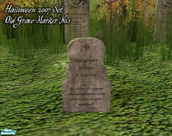 Sims 2 — Halloween 2007 Set - Beos Oldgravestone01 Mesh by BeOSBoxBoy — A typical old grave-marker found in New England