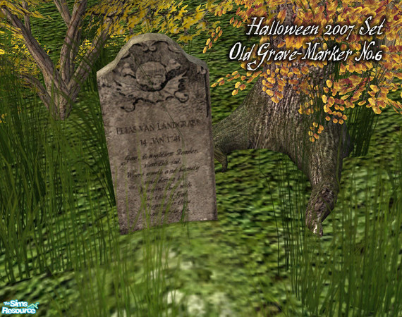 Sims 2 — Halloween 2007 Set - Beos Oldgravestone06 Mesh by BeOSBoxBoy — A typical old grave-marker found in New England