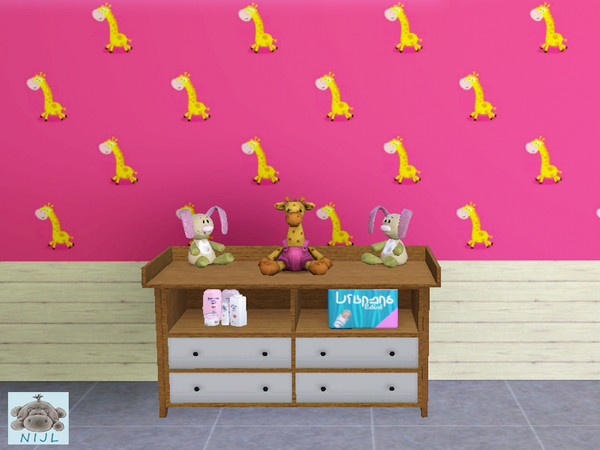 Sims 3 — pattern nurserry 14b by nijl — This is a pattern of a giraffe with a pink background. This pattern fits very