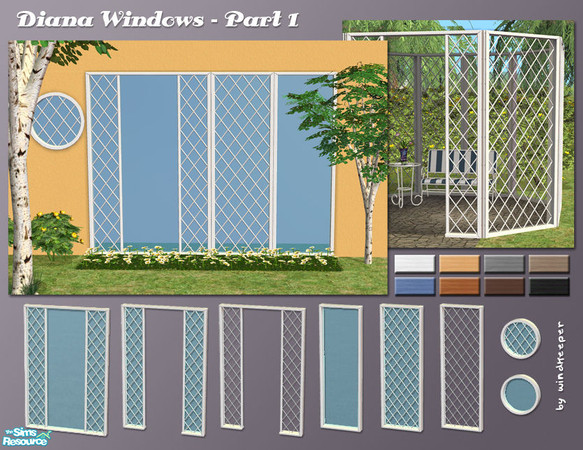 Sims 2 — Diana Windows - Part 1 by Windkeeper — Full wall size modern doors and windows with optional mesh insert. Frame