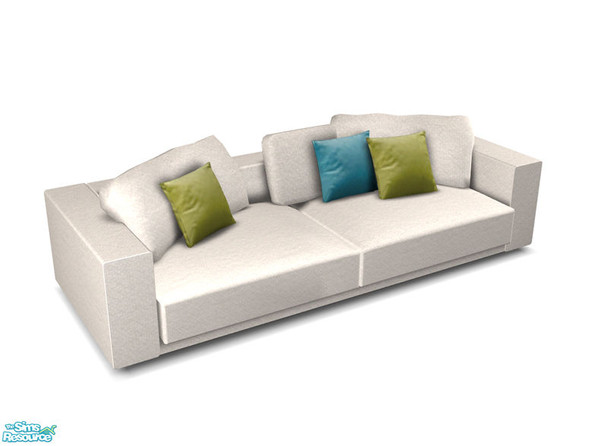 Sims 2 — Idea One Livingroom - Sofa by Murano — White contemporary sofa with pillows.