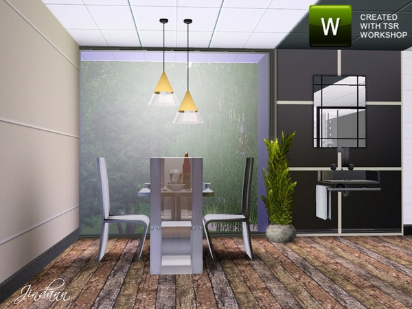 Sims 3 — Glass Dining Set by Jindann — Modern dining room set with the most glassy form. Very suitable for modern