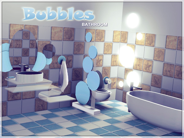 Sims 3 — Bubbles by Kiolometro — Bathroom, 10 objects. Smooth shape, pastel colors. All working and recoloring. Two color