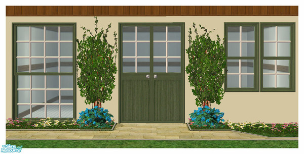 Sims 2 — Beach House Recolour - Green by simtomatic — Recolours the Beach House Doors, Windows and Arches in green.