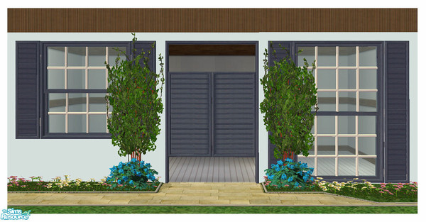 Sims 2 — Beach House Recolour - Blue by simtomatic — Recolours the Beach House Doors, Windows and Arches in blue.
