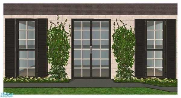 Sims 2 — Beach House Recolour - Black by simtomatic — Recolours the Beach House Doors, Windows and Arches in black.