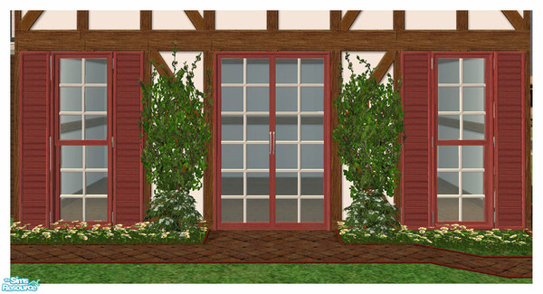 Sims 2 — Beach House Recolour - Red by simtomatic — Recolours the Beach House Doors, Windows and Arches in red.