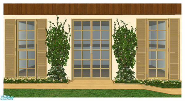 Sims 2 — Beach House Recolour - Pine by simtomatic — Recolours the Beach House Doors, Windows and Arches in pine.
