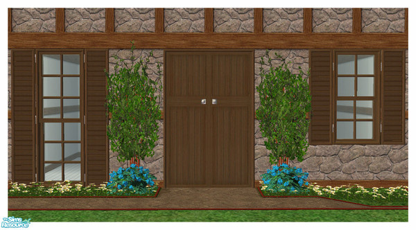 Sims 2 — Beach House Recolour - Cedar by simtomatic — Recolours the Beach House Doors, Windows and Arches in cedar.