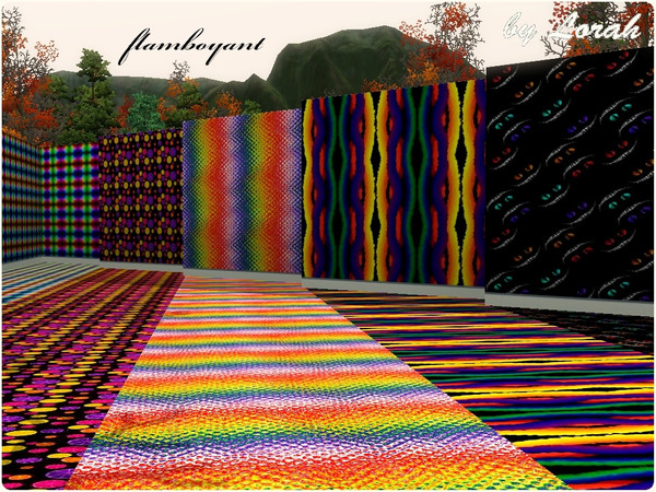 Sims 3 — flamboyant by Lorah — A set of five bold patterns, perfect for your flamboyant Sim. Dare to wear or decorate