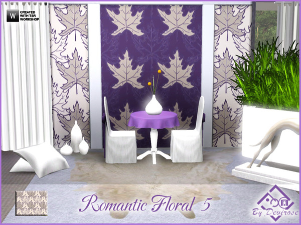 Sims 3 — Romantic Floral 5 by Devirose — An elegant and flowery pattern, recolorable in 3 parts, for romantics