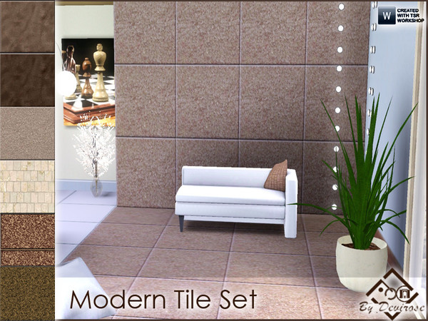 Sims 3 — Modern Tile Set by Devirose — Six patterns in the rock and stone texture, found in the homonymous category,in