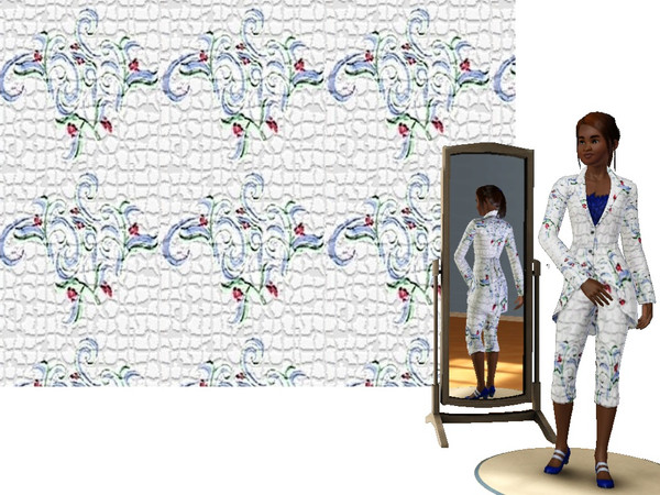 Sims 3 — Swirl Mosaic by Lorah — Done in multiple blues, green, white, and a touch of red. This unusual abstract set of