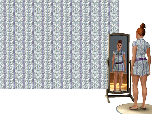 Sims 3 — Swirl Vertical by Lorah — Done in multiple blues, green, white, and a touch of red. This unusual abstract set of