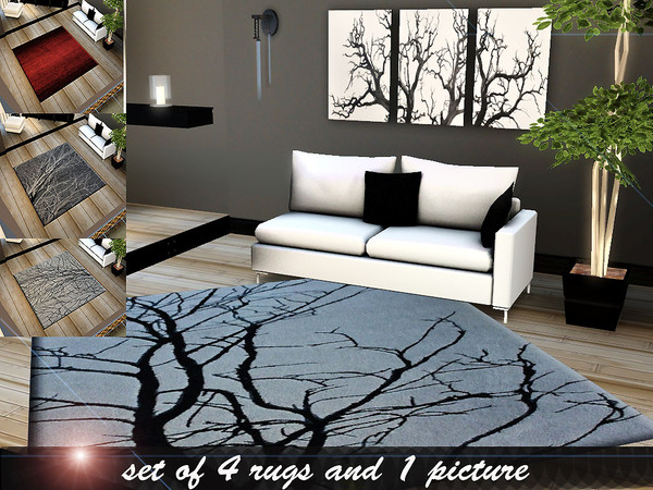 Sims 3 — Black & White set by flower_love2 — This is a set in Black and White, four carpet and one picture. One of
