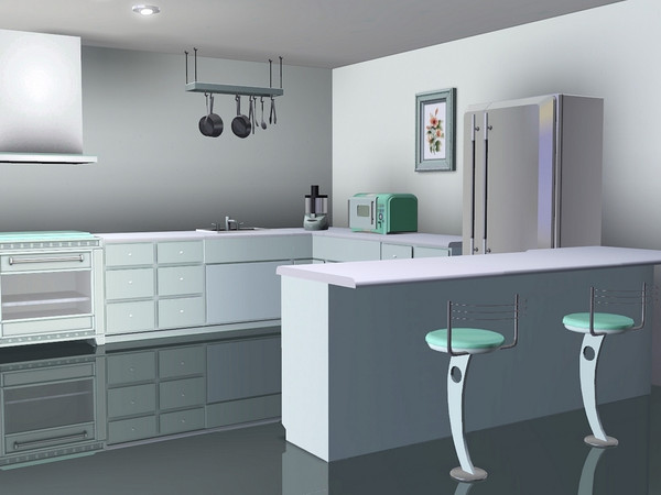 Sims 3 — Pastel Kitchen Base  by Flovv — A very simple but homey kitchen. You can use wood to make it look more