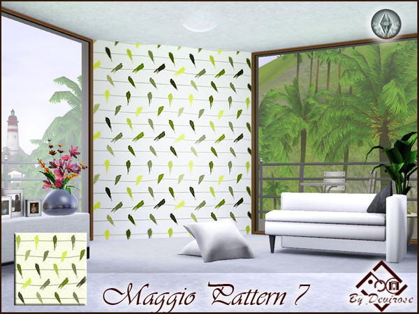 Sims 3 — Maggio Pattern 7 by Devirose — Sweet green birds!Base Game compatible,no need EP-Created with EA patterns