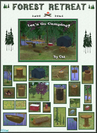 Sims 2 — Forest Retreat Camping Set by cat3cm — A camping set with everything you need to set up camp. Enjoy! 