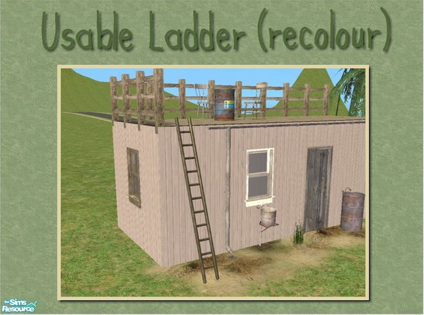 Sims 2 — Usable Ladder - Oak by Cyclonesue — A recolour of the Usable Ladder mesh. Don\'t forget to download the mesh!
