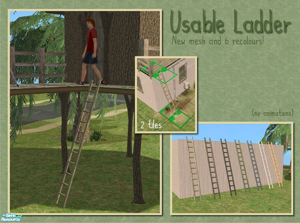 Sims 2 — Usable 2-tile Ladder by Cyclonesue — A simple set of stairs in the shape of a garden. Occupies just two tiles on