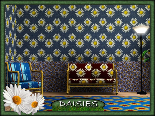 Sims 3 — Daisies by allison731 — Set includes 3 patterns with daisies. All patterns in the set belong in Themed category.