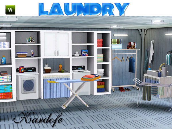 Sims 3 — Laundry by kardofe — Set to decorate a laundry, composed of a large cabinet with space for the washer and dryer,