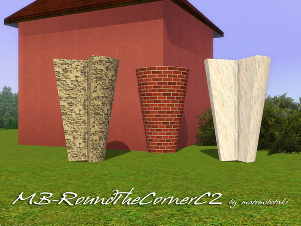 Sims 3 — MB-RoundTheCornerC2 by matomibotaki — MB-RoundTheCornerC2, new conical 2x2 buitl item to place on corners ( the