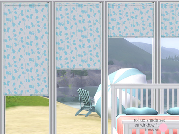 Sims 3 — Roll Up Shade Set by DOT — Roll Up Shade Set. Contemporary Cloth Roll Up Shades. Use with solid plastic textures