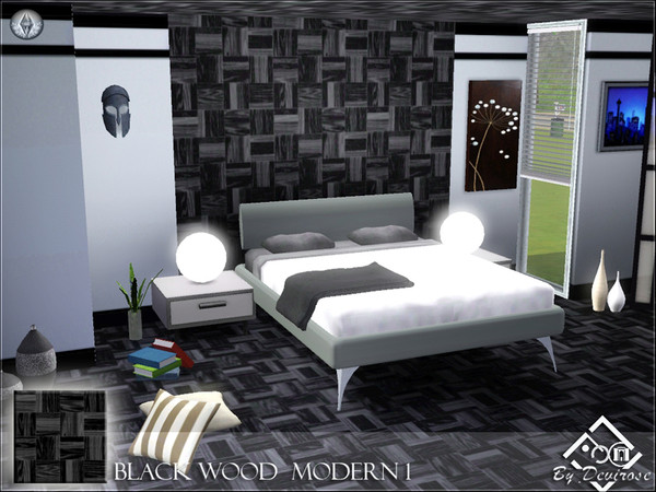 Sims 3 — Black Wood 1 by Devirose — Black wood, modern, elegant.Base Game Compatible,no need EP,created wit EA Create a