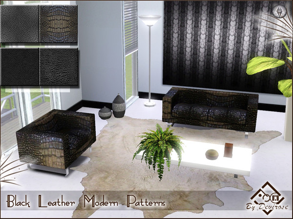 Sims 3 — Black Leather Modern Patterns by Devirose — Four patterns in ecological leather for modern and minimalist
