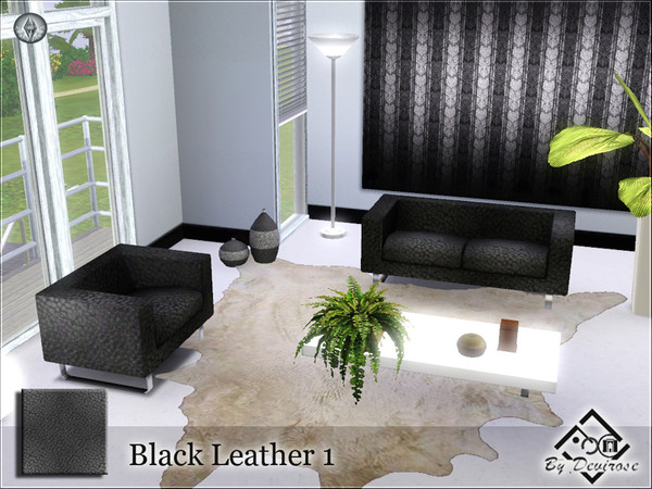 Sims 3 — Black Leather 1 by Devirose — Pattern in ecological leather for modern and minimalist rooms.Base Game