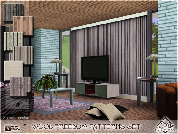 Sims 3 — Wood Freedom Patterns by Devirose — Recolorable woods,modern,minimal,ideal for modern rooms/walls or