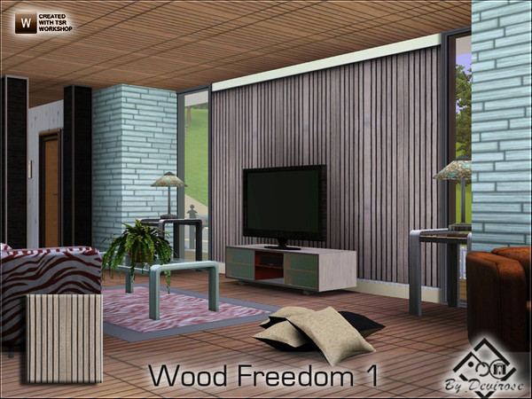 Sims 3 — Wood Freedom 1 by Devirose — Modern plank wood-Base Game compatible,no need EP,created with Tsr Workshop