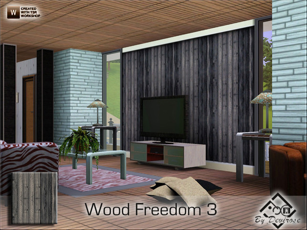 Sims 3 — Wood Freedom 3 by Devirose — Dark wood-Base Game compatible,no need EP,created with Tsr Workshop Patterns